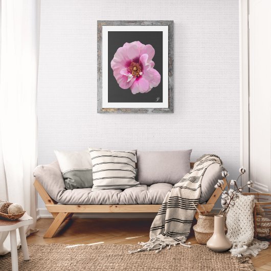 Rosa Rose mit Lila Herz - Ölgemälde Fotodruck