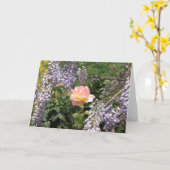 Rosa Rose mit lila Wisteria-Raum-Kunst-Karte Karte (Gelbe Blume)