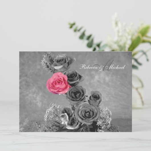 Rosa Rose mit Monogramm (Stehend Vorderseite)
