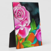 Rosa Rose mit orangefarbener Aquarellkunst Fotoplatte (Seite)