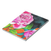 Rosa Rose mit orangefarbener Aquarellkunst Notizblock (Rotiert)