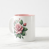 Rosa Rose mit rosa Akzente Tasse (Vorderseite Links)