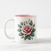 Rosa Rose mit rosa Akzente Tasse (Links)