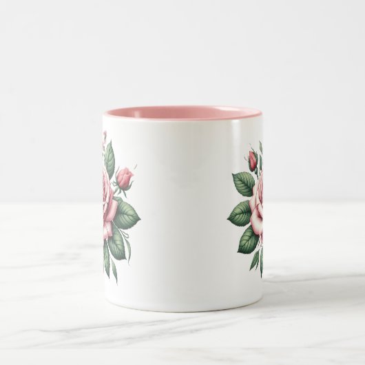 Rosa Rose mit rosa Akzente Tasse (Mittel)
