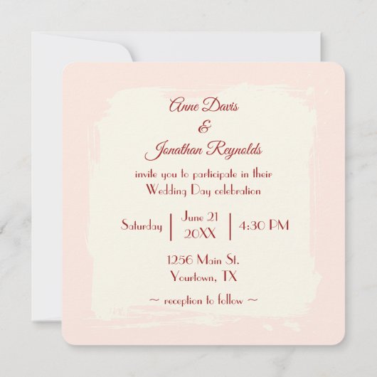 Rosa Rose mit rotem Wachs Siegel zum Hochzeitsfeie Einladung (Rückseite)