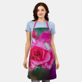 Rosa Rose mit Schneeflocken Schürze (Getragen)