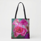 Rosa Rose mit Schneeflocken Tasche (Vorderseite)