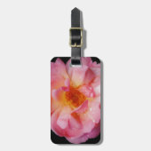 Rosa Rose mit schwarzem Hintergrund/ Taubenschlag Gepäckanhänger (Vorderseite vertikal)