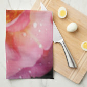 Rosa Rose mit schwarzem Hintergrund/ Taubenschlag Küchentuch (Viertel Falte)