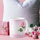 Rosa Rose mit silberbrauner Herzmuskel Mama Kaffeetasse