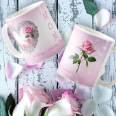 Rosa Rose mit silberbrauner Herzmuskel Mama Kaffeetasse