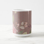 Rosa Rose mit Typografie Kaffeetasse (Mittel)