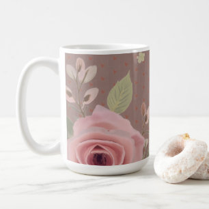 Rosa Rose mit Typografie Kaffeetasse