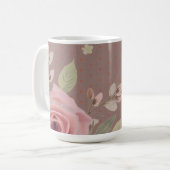 Rosa Rose mit Typografie Kaffeetasse (Vorderseite Links)