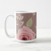 Rosa Rose mit Typografie Kaffeetasse (Links)