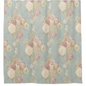 Rosa Rose mit weißem Rosa im Hintergrund Duschvorhang (Vorderseite)