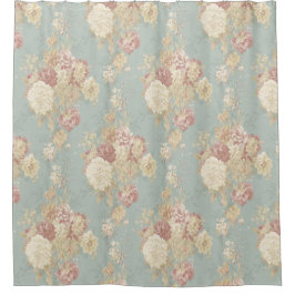 Rosa Rose mit weißem Rosa im Hintergrund Duschvorhang