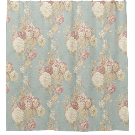 Rosa Rose mit weißem Rosa im Hintergrund Duschvorhang (Vorderseite)