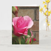 Rosa Rose mit Ziegeln Karte (Gelbe Blume)