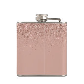 Rosa-Rose-Monogram-Glitzer-Flasche Flachmann (Rückseite)