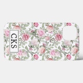Rosa Rose Monogramm Rosenblume Initial Elegant Case-Mate iPhone Hülle (Rückseite (Horizontal))