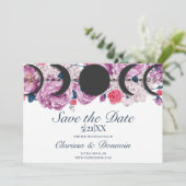 Rosa Rose Moon Phase Wiccan Handfasts Save The Date (Stehend Vorderseite)