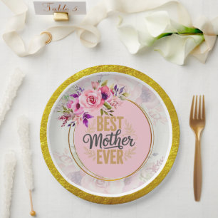 Rosa Rose Muttertag I Beste Mutter überhaupt Pappteller