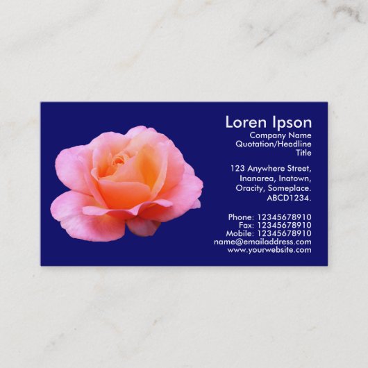 Rosa Rose - Navy Blue Visitenkarte (Vorderseite)