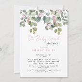 Rosa Rose Oh Baby Girl Dusche Einladung (Vorderseite)