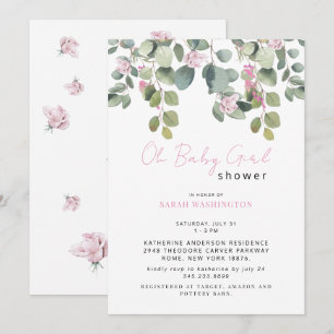 Rosa Rose Oh Baby Girl Dusche Einladung