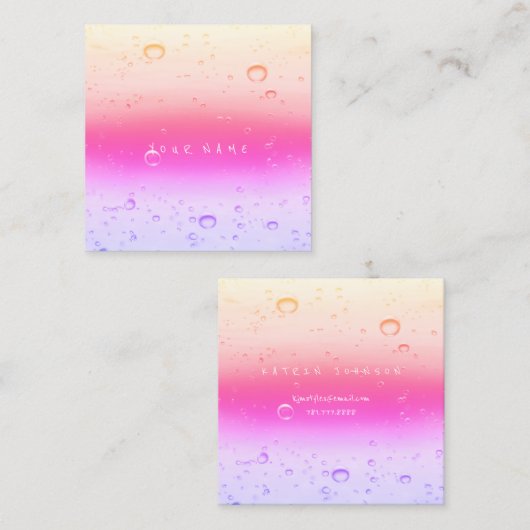 Rosa Rose Ombre Abstrakte Wassermassen Quadratische Visitenkarte (Vorne/Hinten)