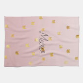 Rosa Rose Ombre Gold Cats Geschirrtuch (Horizontal)