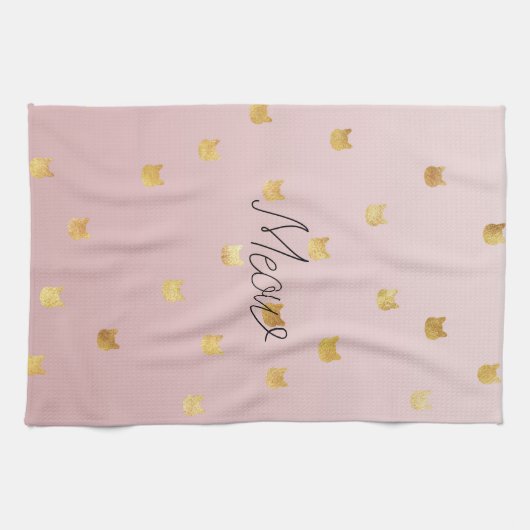 Rosa Rose Ombre Gold Cats Geschirrtuch (Horizontal)