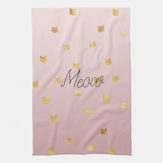 Rosa Rose Ombre Gold Cats Geschirrtuch (Vertikal)