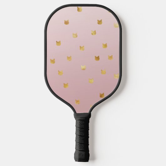 Rosa Rose Ombre Gold Cats Pickleball Schläger (Rückseite)