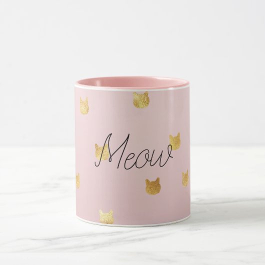 Rosa Rose Ombre Gold Cats Tasse (Zentrum)