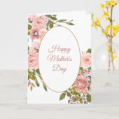 Rosa Rose Oval Rahmen Muttertag Karte (Gelbe Blume)