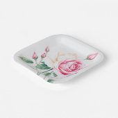 Rosa Rose Pappteller (Gewinkelt)