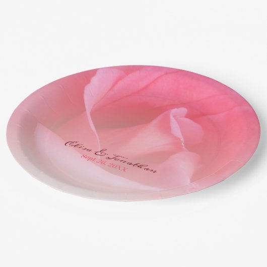 Rosa Rose Pappteller (Schrägansicht)