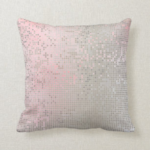 Rosa Rose Pastel Weiß Ombre Silber Cyber Numer Kissen