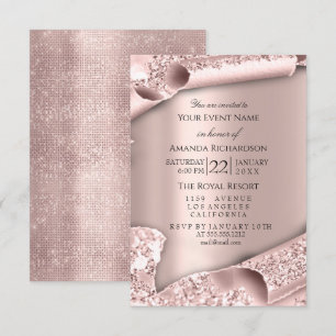 Rosa Rose Pastell Puder Glitzer Glitter Rose PINK Einladung