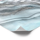 Rosa Rose - Pastellpinsel und silber Poster (Ecke)