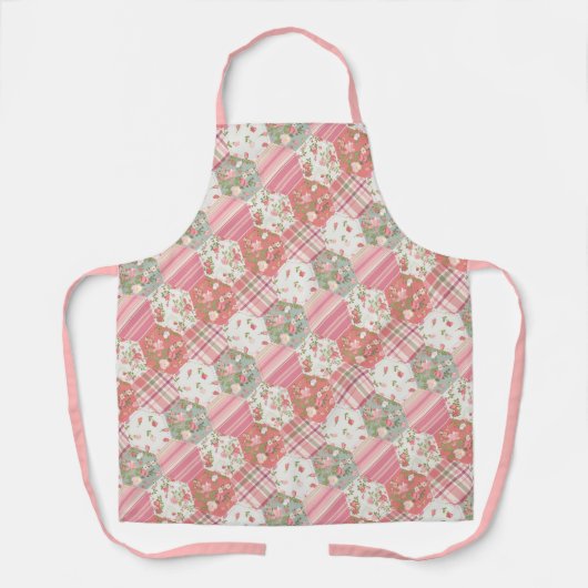 rosa Rose Patchwork Quilt Muster Schürze (Vorderseite)