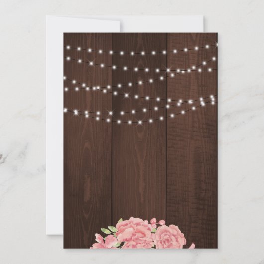 Rosa Rose Peongs rustikale Probe Abendessen Einladung (Rückseite)