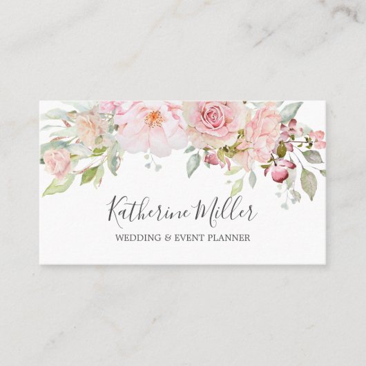 Rosa Rose Peony Blume Romantische Blume Visitenkarte (Vorderseite)