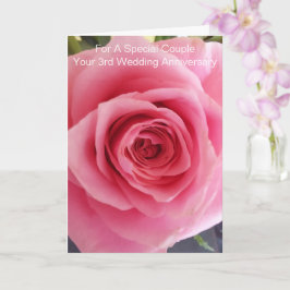 Rosa Rose Personalisiert 3. Hochzeitstag Karte