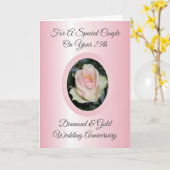 Rosa Rose Personalisiert 75. Hochzeitstag Karte (Gelbe Blume)