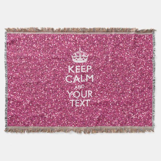 Rosa Rose Personalisiert BEHALTEN CALM und Ihr Tex Decke (Vorderseite)