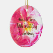 Rosa Rose Personalisiert Jubiläum Ornament (Rechts)