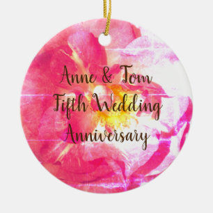 Rosa Rose Personalisiert Jubiläum Ornament